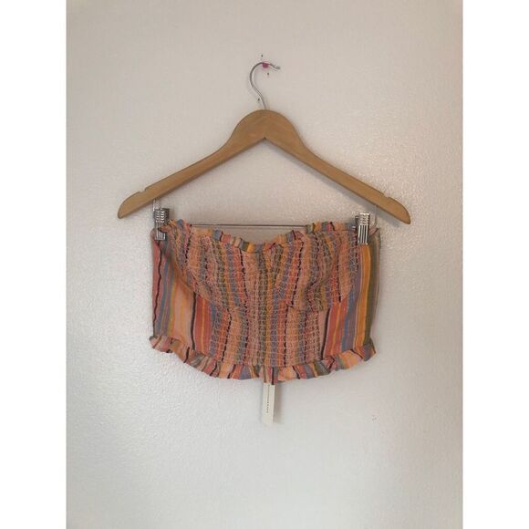 Brand New Anthropologie Rainbow Smocked Y2K Tube Crop Top XS - Picture 3 of 11